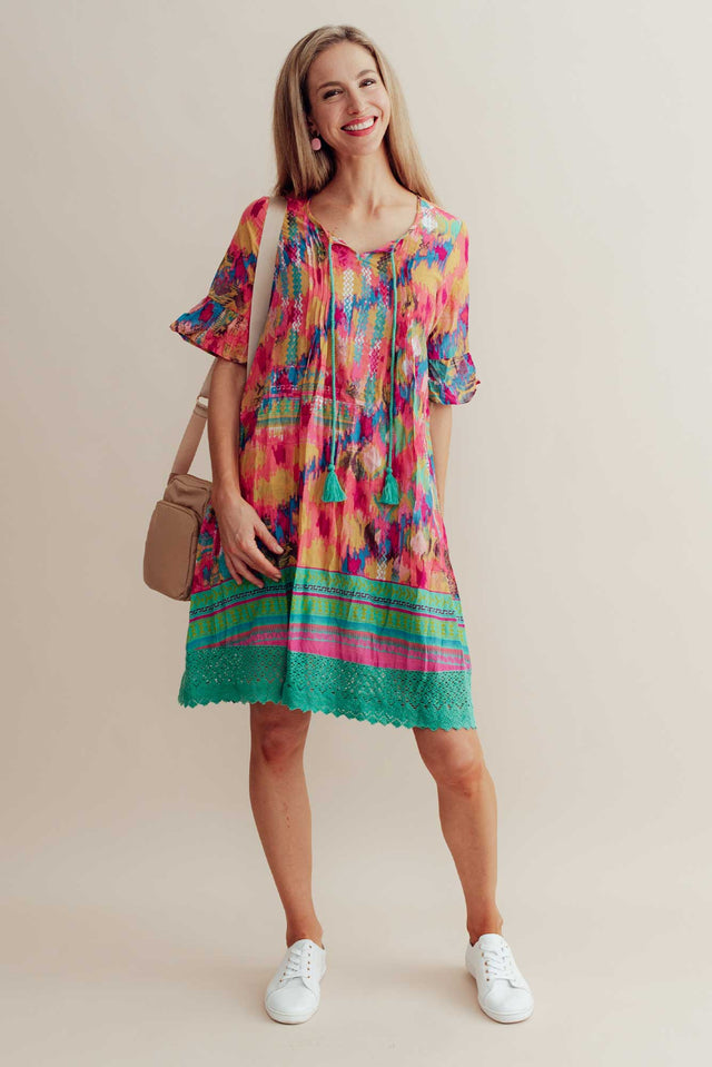 Cayman Pink Mosaic Cotton Tunic Dress image 1