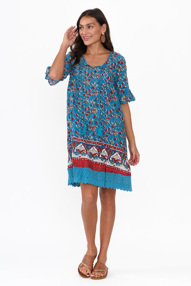 Cayman Blue Blossom Cotton Tunic Dress