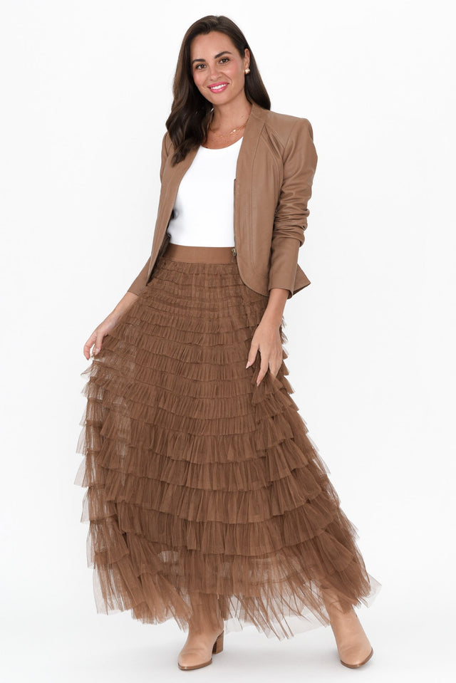 Chance Brown Tulle Maxi Skirt image 3