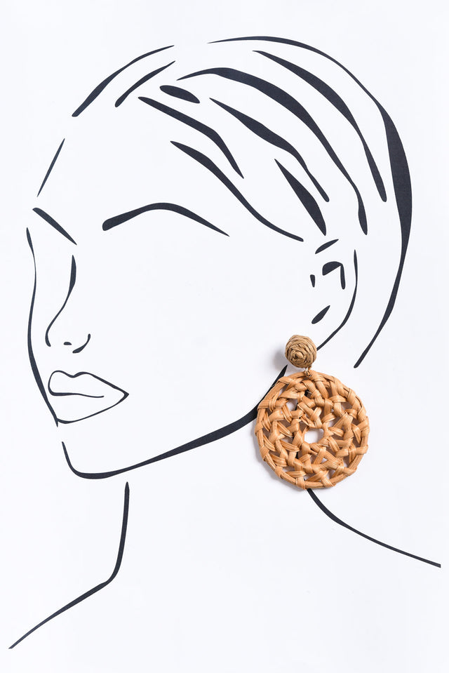 Chandra Tan Rattan Disc Earrings image 2