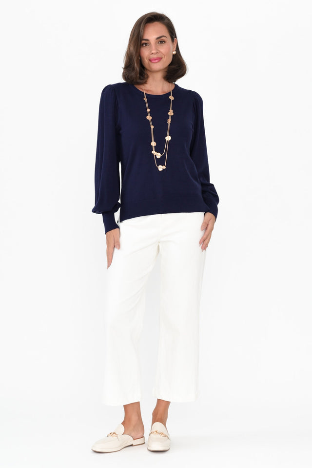 Charlotte Navy Cuffed Knit Sweater image 7