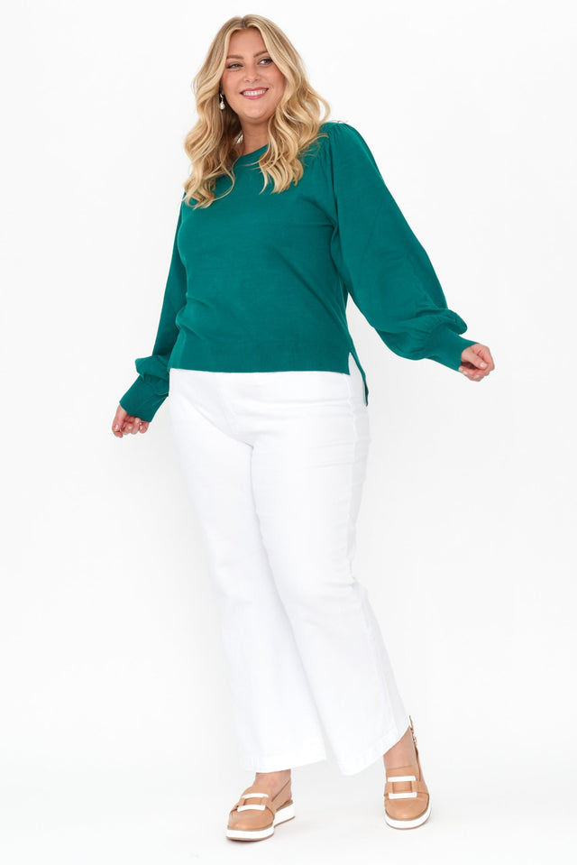 Charlotte Teal Cuffed Knit Sweater image 9