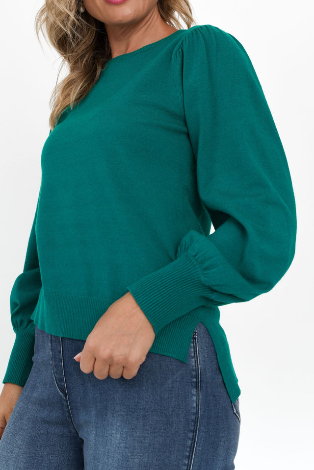 Charlotte Teal Cuffed Knit Sweater