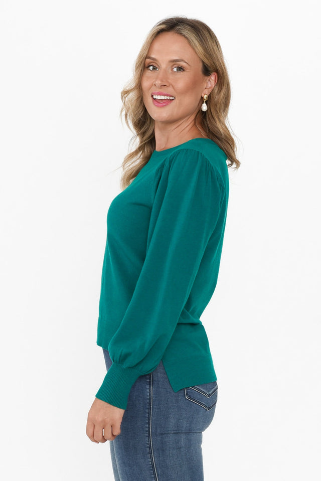 Charlotte Teal Cuffed Knit Sweater