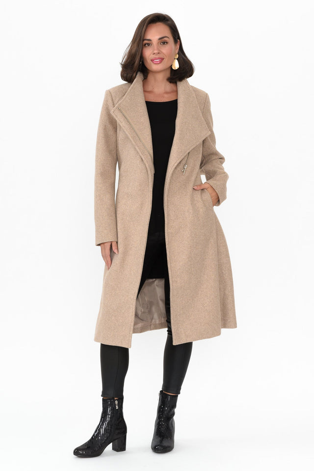 Choose You Beige Marle Tie Coat