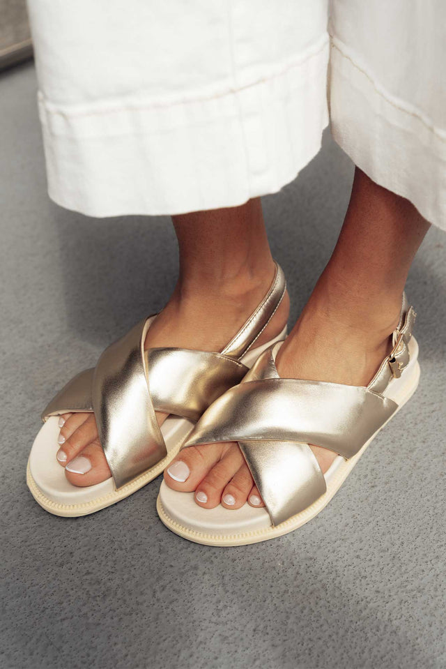 Clifford Gold Leather Crossover Sandal image 1