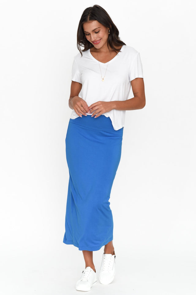 Cobalt Bamboo Maxi Tube Skirt image 4