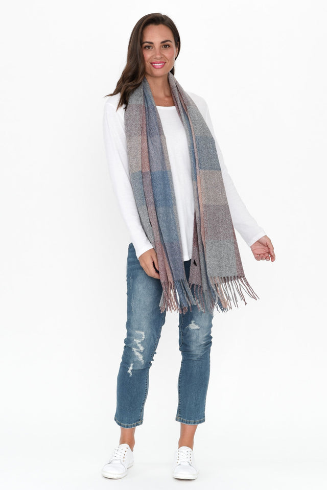 Coda Brown Check Tassel Scarf image 2