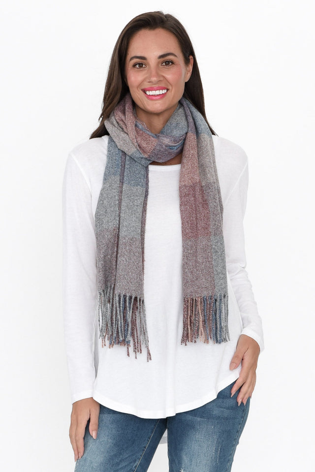 Coda Brown Check Tassel Scarf image 1