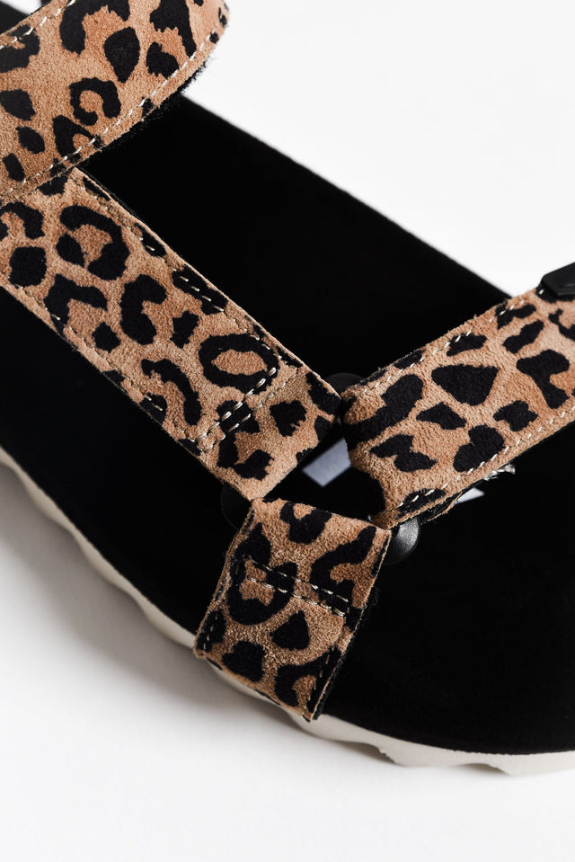 Cohen Brown Leopard Leather Velcro Sandal