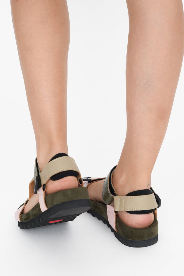 Cohen Khaki Leather Velcro Sandal