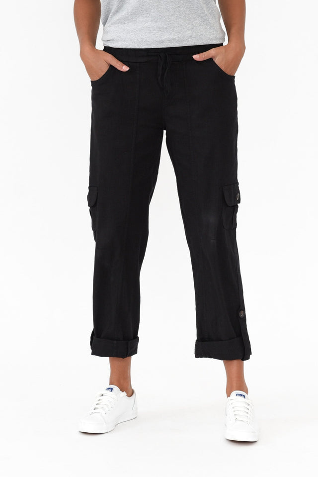 Colette Black Linen Blend Stretch Pant   image 1