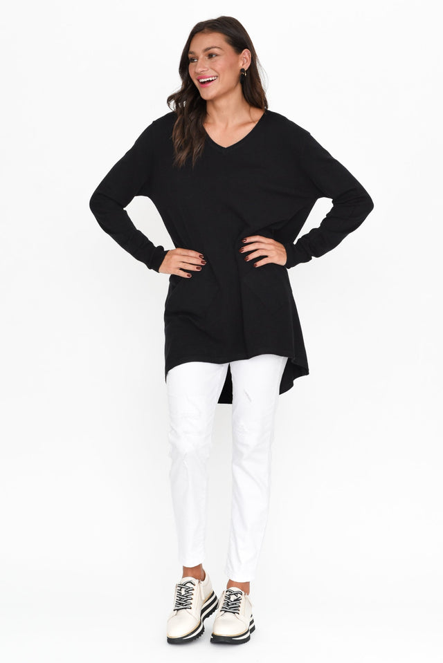 Connell Black Knit Pocket Sweater