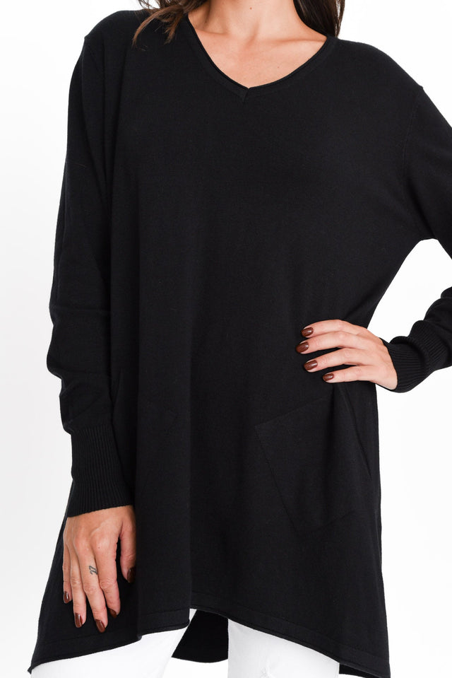 Connell Black Knit Pocket Sweater