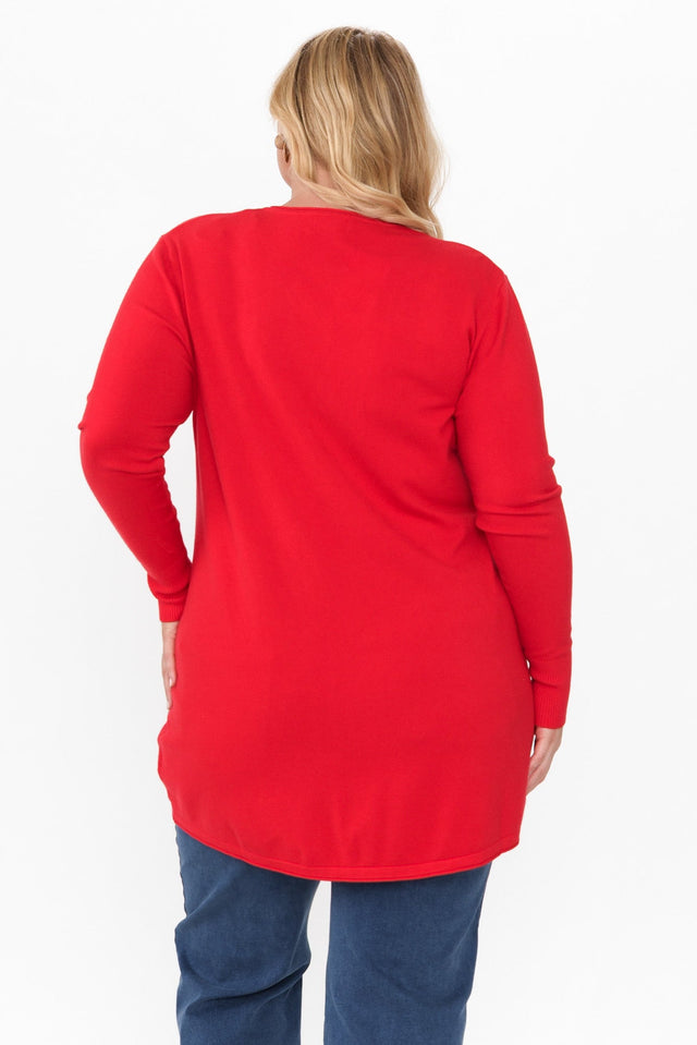 Connell Red Knit Pocket Sweater