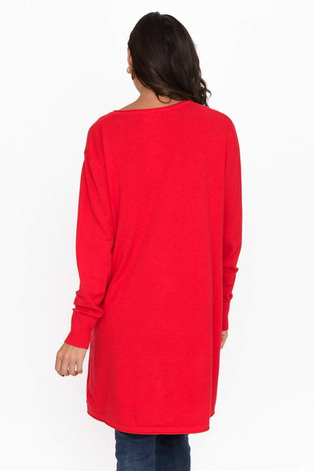 Connell Red Knit Pocket Sweater