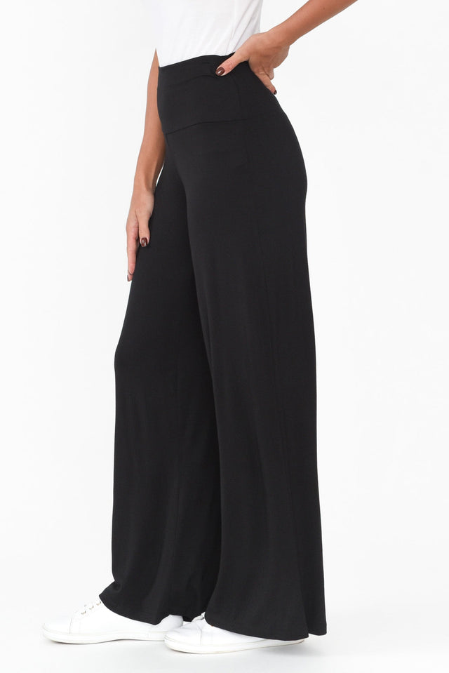 Cory Black Bamboo Wide Leg Pants image 4