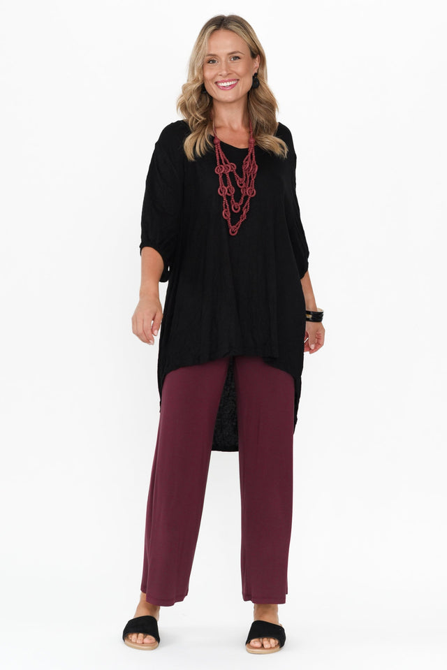 Cory Burgundy Bamboo Wide Leg Pants