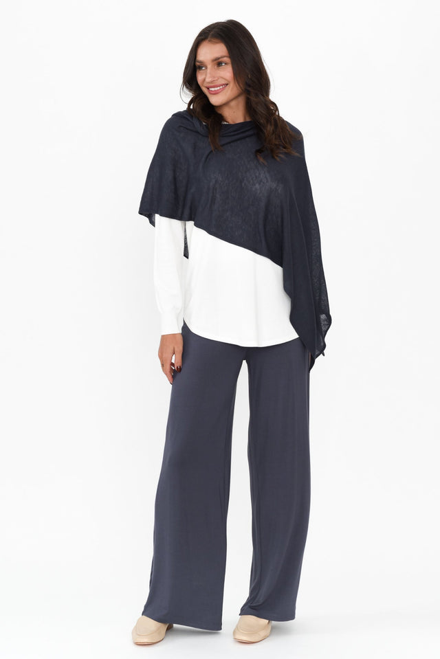 Cory Deep Blue Bamboo Wide Leg Pants