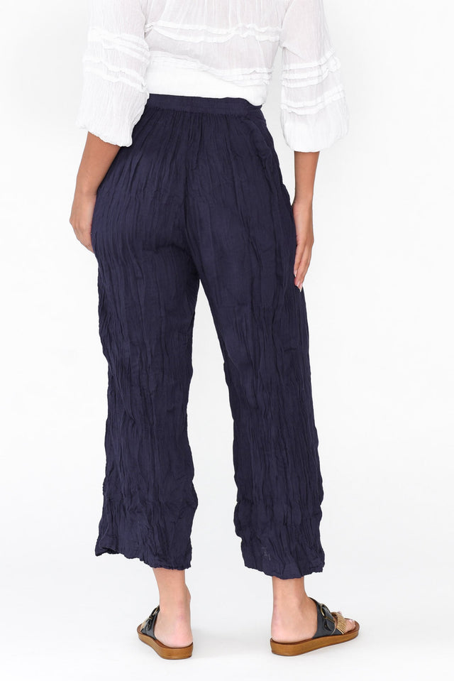 Costello Navy Crinkle Cotton Pants image 5