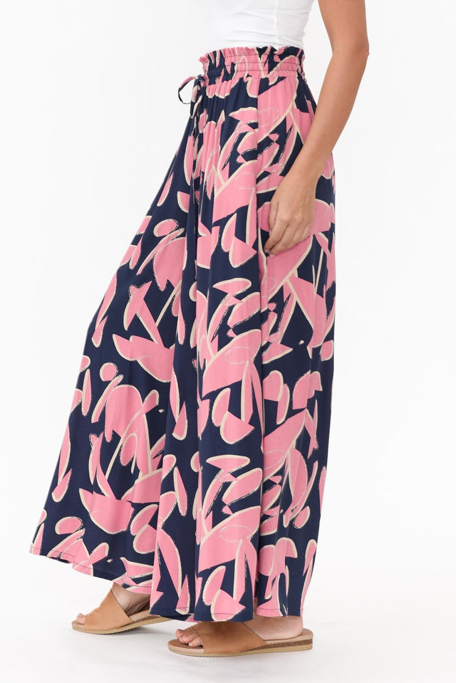 Cotswold Navy Abstract Wide Leg Pants