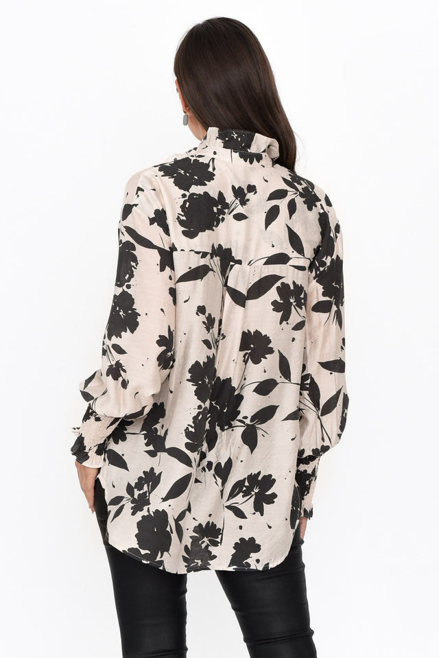 Countess Black Floral Frill Collar Shirt