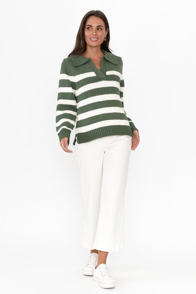Cutler Khaki Stripe Knit Sweater image 7