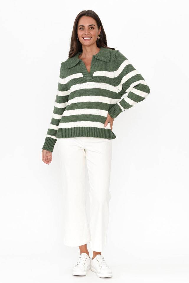 Cutler Khaki Stripe Knit Sweater
