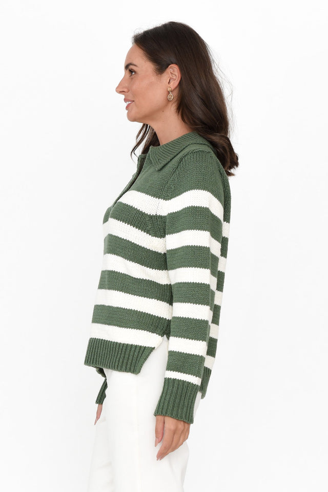 Cutler Khaki Stripe Knit Sweater image 4