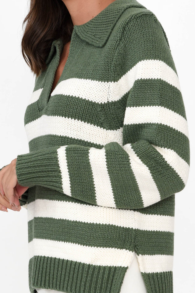 Cutler Khaki Stripe Knit Sweater image 6