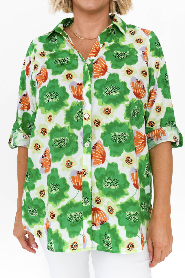 Cybelle Emerald Poppy Cotton Shirt image 6