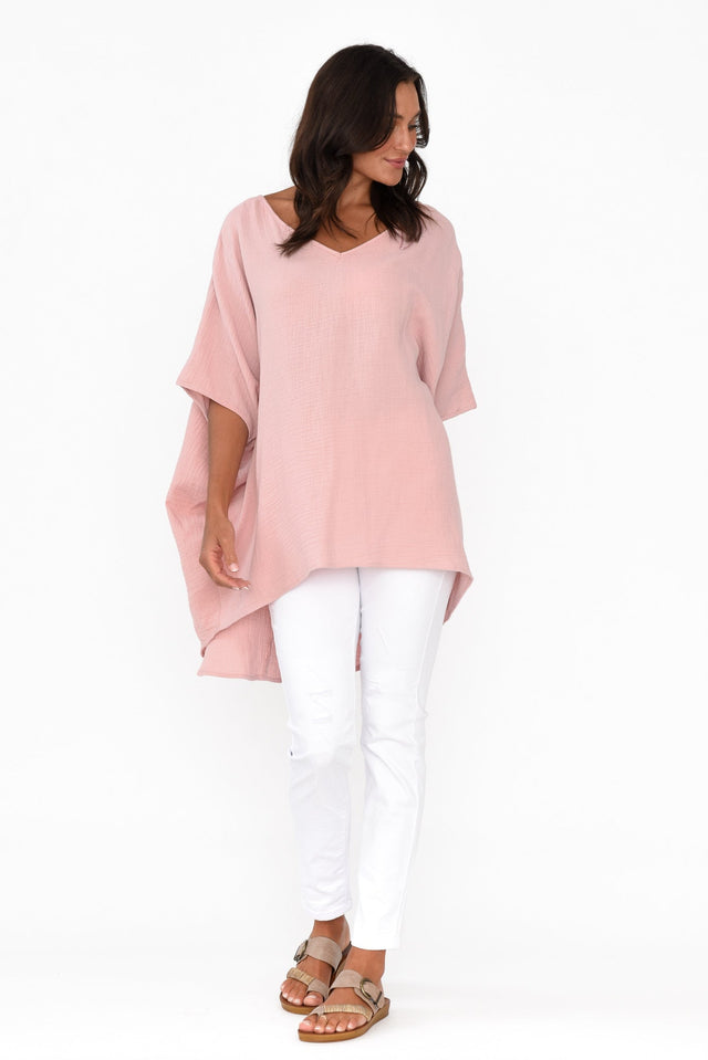 Maida Blush Cotton V Neck Top image 5