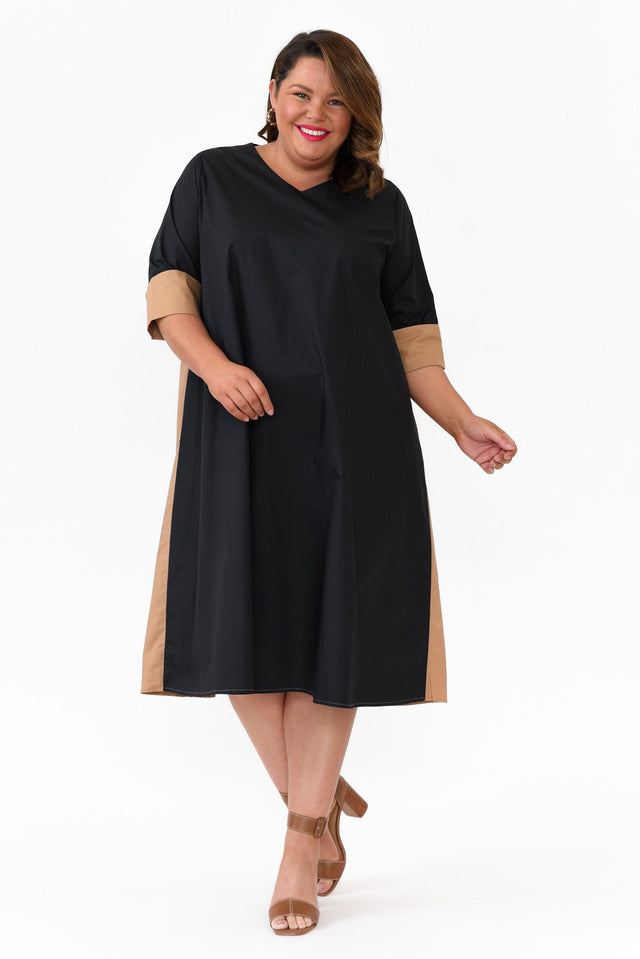 Dancy Black Splice Cotton Dress