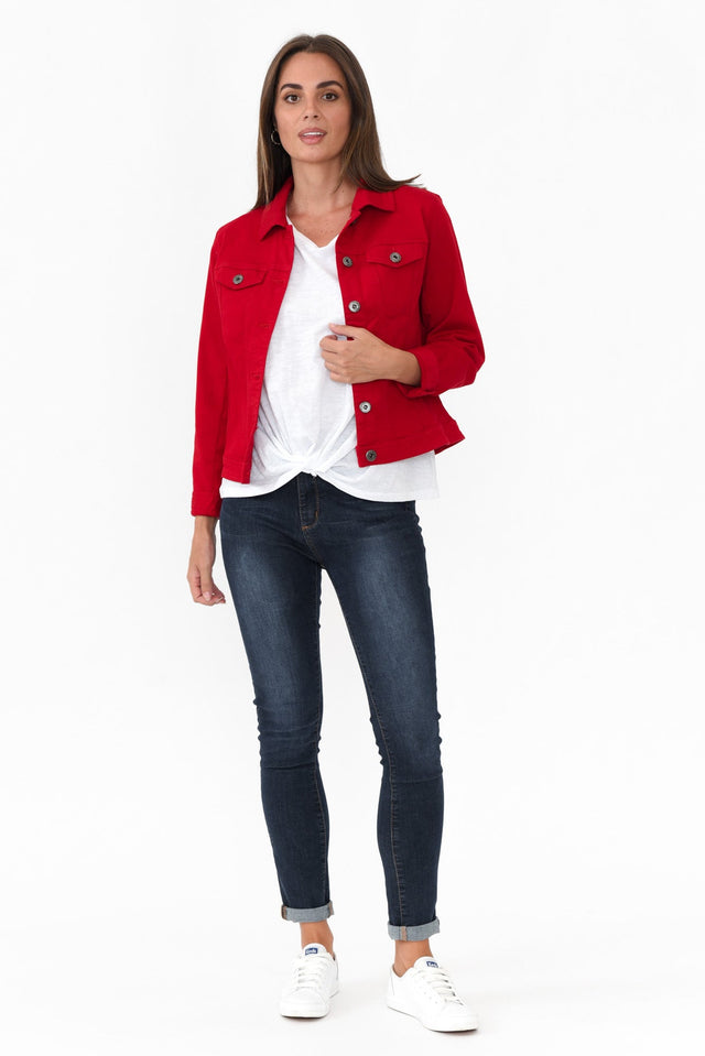 Danielle Red Stretch Jean Jacket image 3