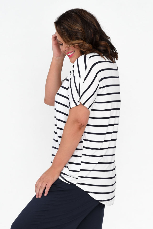 Danya White Stripe Bamboo Top