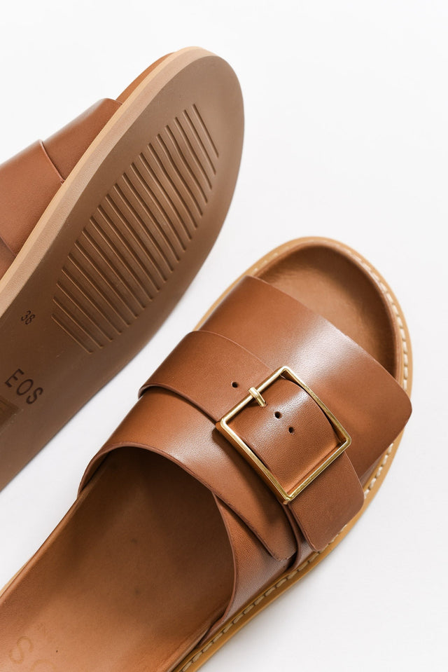 Dede Brandy Leather Buckle Slide