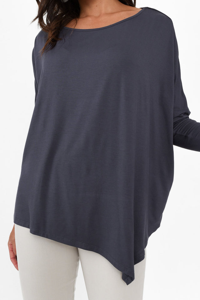 Deep Blue Bamboo Relaxed Boatneck Top image 5
