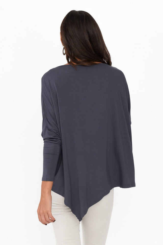 Deep Blue Bamboo Relaxed Boatneck Top image 4