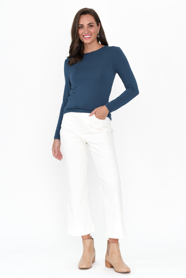 Deep Blue Micro Modal Long Sleeve Top image 7