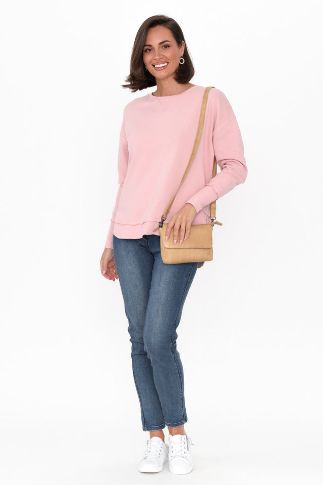 Delilah Blush Cotton Crewneck Sweater image 2