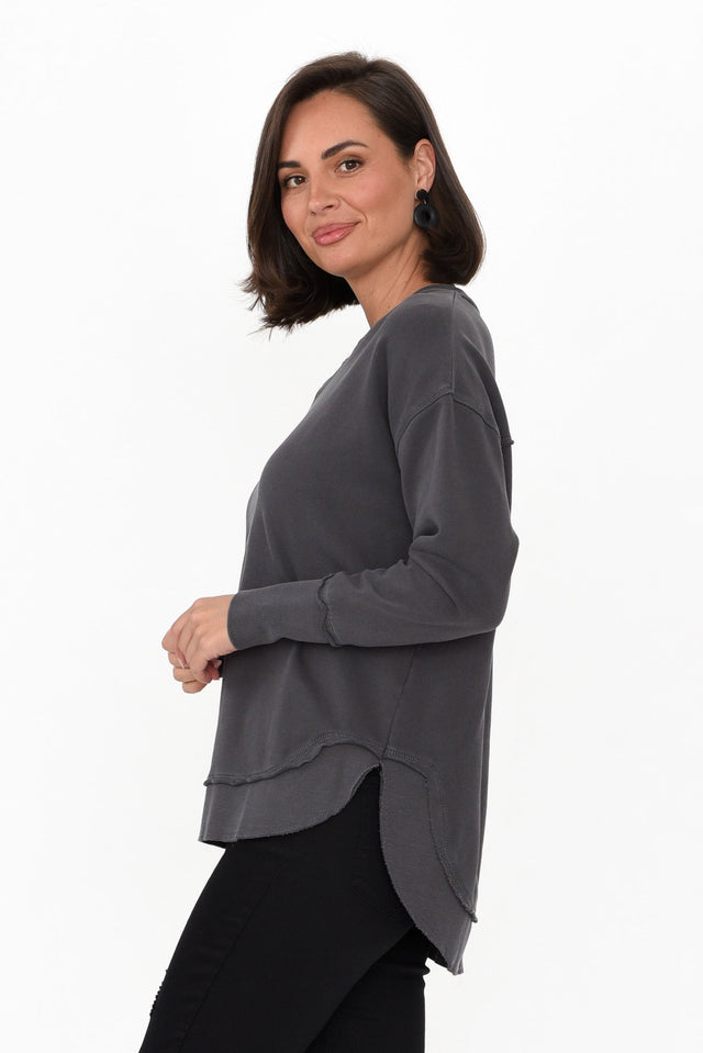 Delilah Charcoal Cotton Crewneck Jumper image 5