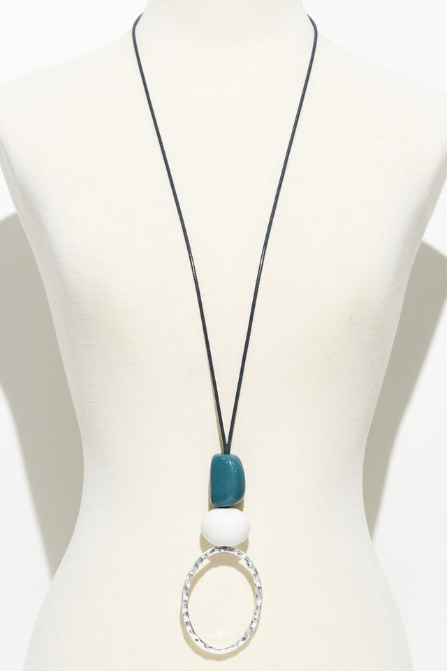 Delphia Blue Oval Pendant Necklace