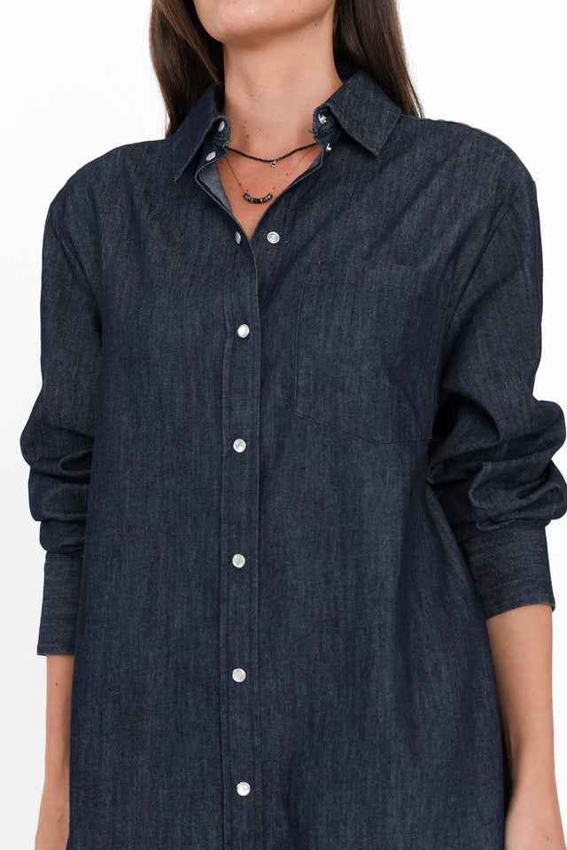 Demi Dark Denim Cotton Tie Dress