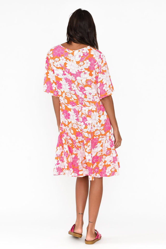 Denver Orange Flower Tier Dress