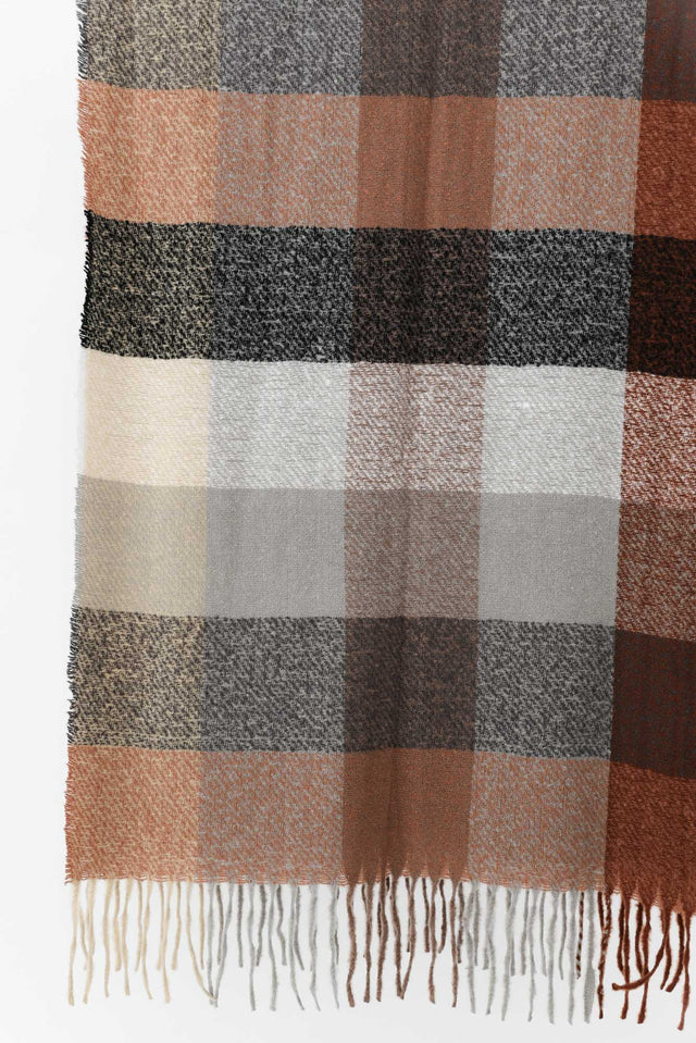 Dinu Brown Check Tassel Scarf