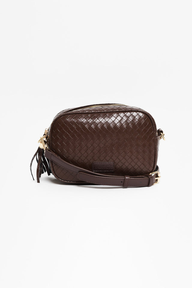 Disco Brown Woven Crossbody Bag