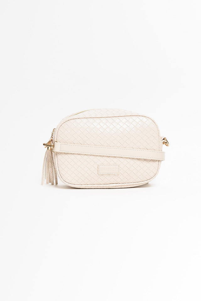 Disco Cream Woven Crossbody Bag