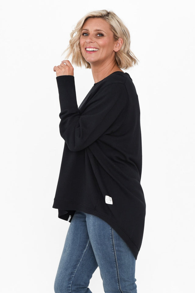 Divine Black Cotton Crew Sweater