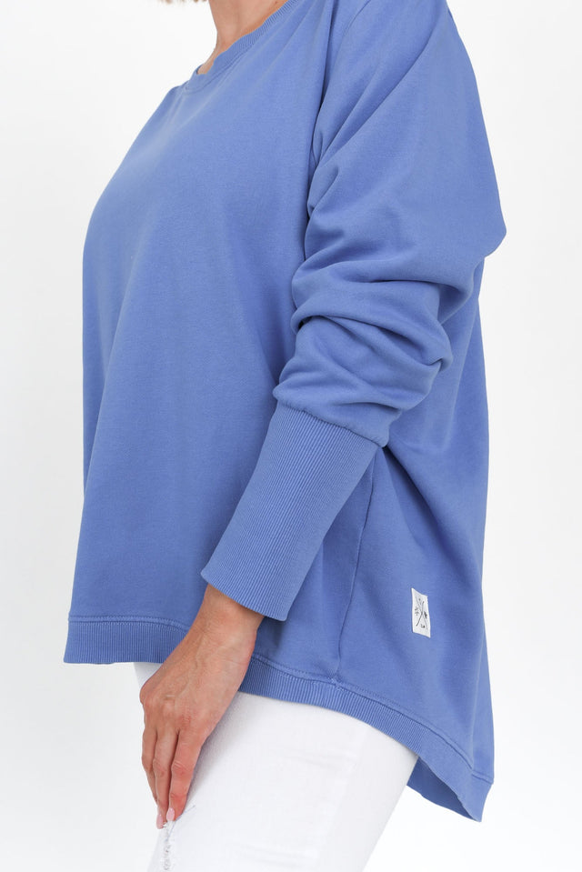 Divine Blue Cotton Crew Sweater image 6