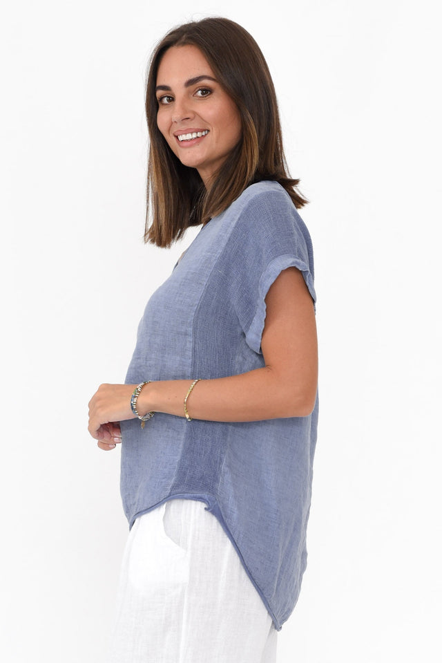 Dorian Steel Linen Cotton Top